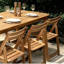 Acacia Wooden Chairs Set of 4, Folding Waterproof Small Patio Chairs with Waterproof and UV Coating, Indoor Outdoor Bistro Set for Garden Balcony Pati