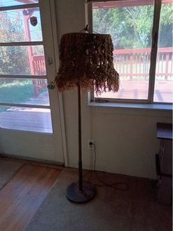 Floor Lamp with Woven Fringe Shade