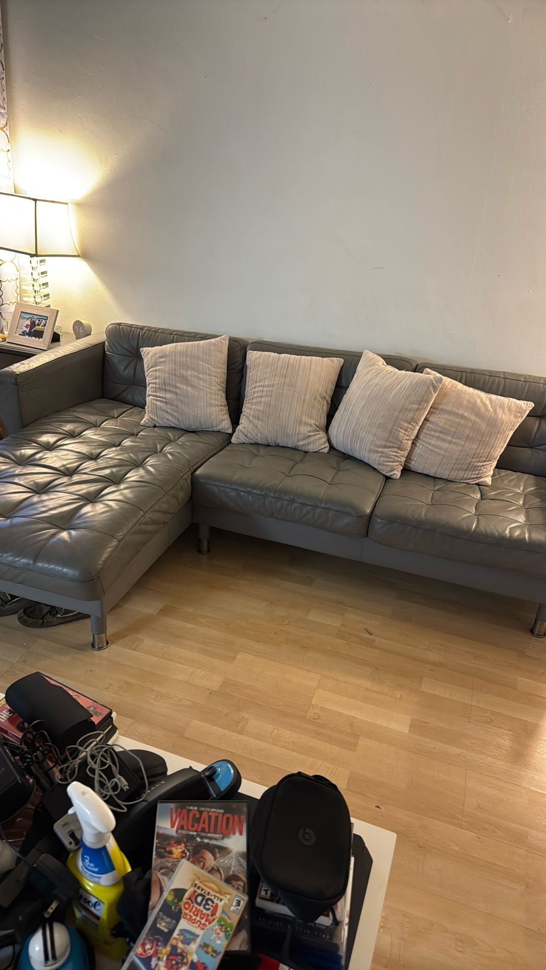 Grey Leather Sofa