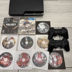 Sony PS3 Slim Bundle – 2 Controllers + 10 Games