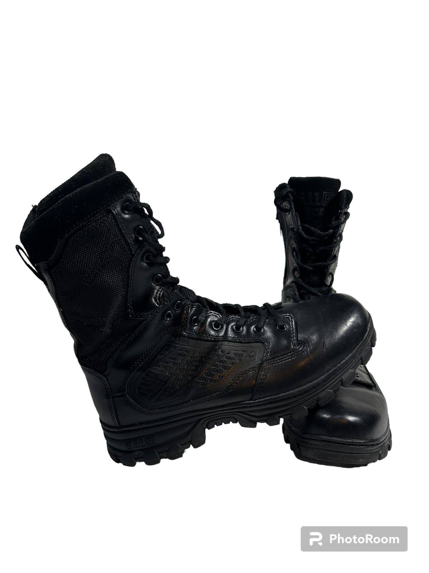  511 Men's Black Tactical Boots Size 9.5 Lace up with side zipper.