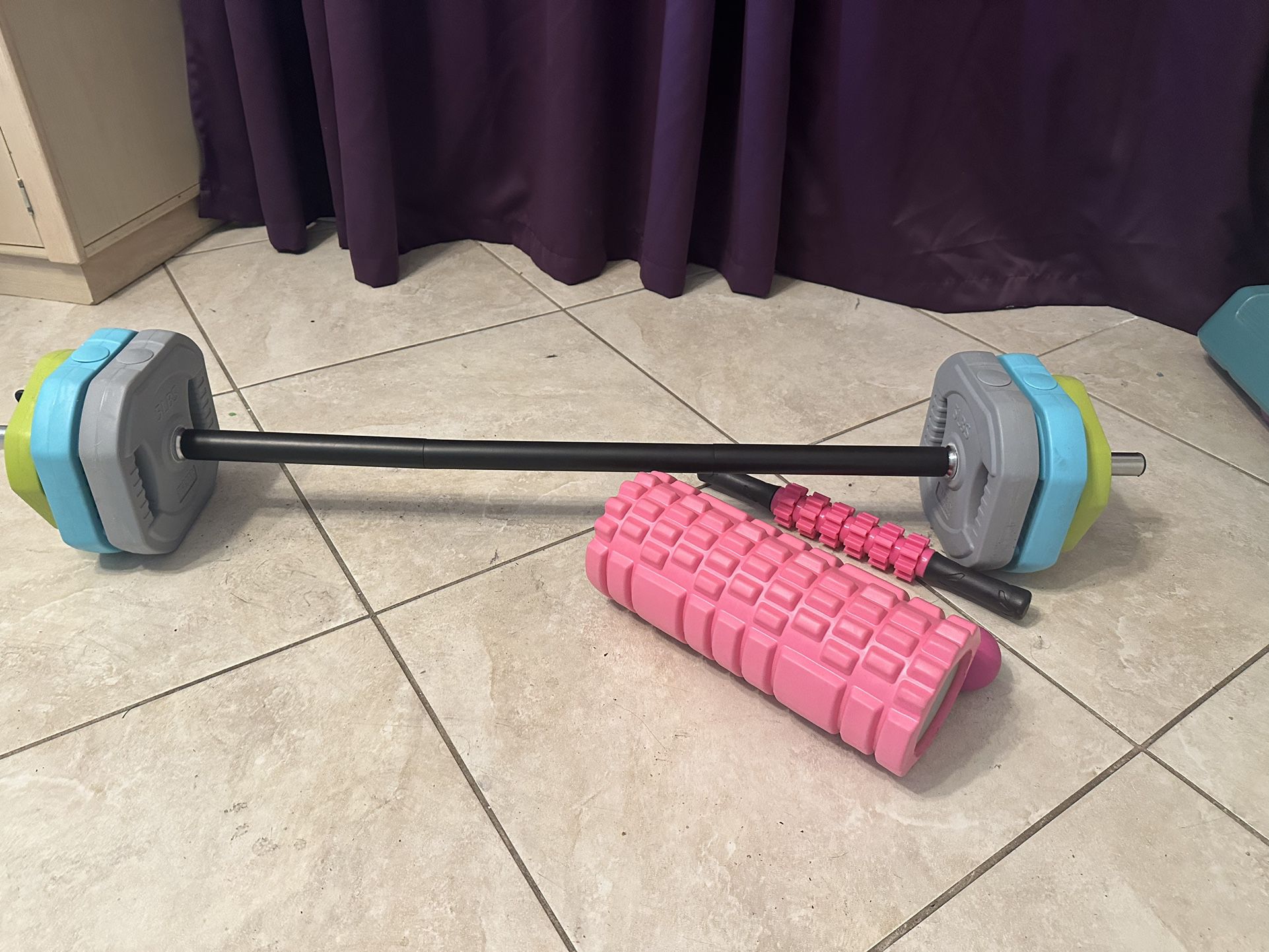 Ladies Barbell Set With 2 Free Rollers
