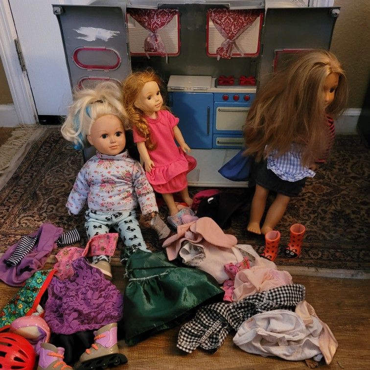3 Dolls American Girl My Life Doll Our Generation Rv doll Clothes