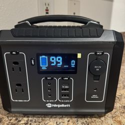 NinjaBatt 300W Portable Power Station, 280Wh Battery Solar Generator with Pure Sine Wave AC Outlets,