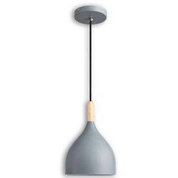 LUXWELL Modern Pendant Light, 6.6"x6.6"x7" Iron Hanging Fixture with Warm Oak Woodgrain, 15"-72" Adjustable Cord, E26 Socket, 4.7" Ceiling Canopy for 