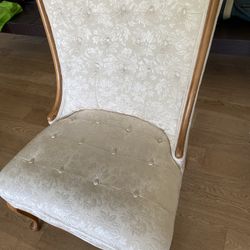 Accent Chair Vintage  White Wood Frame