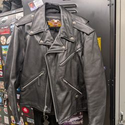 Medium Black Harley Davidson Crop Motorcycle Jacket Mens Size