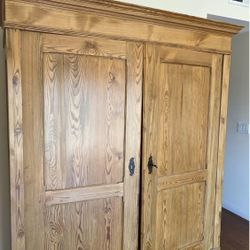 Antique Wood Armoire Cabinet 