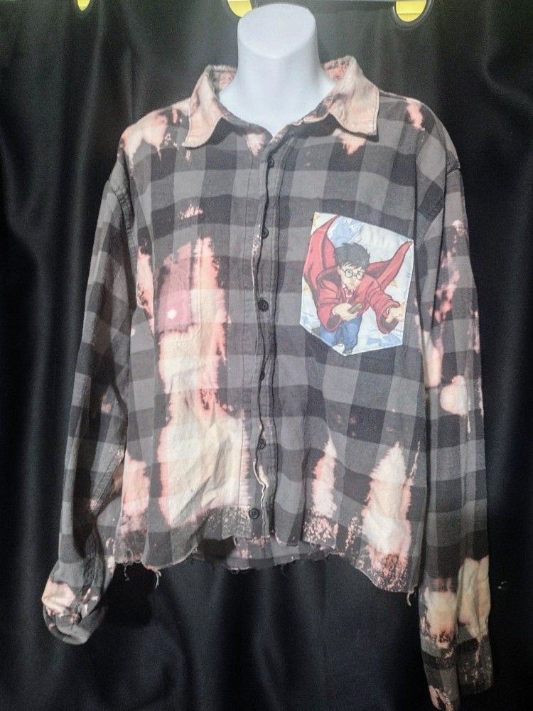 Custom Harry Potter Button Down Checkered Shirt