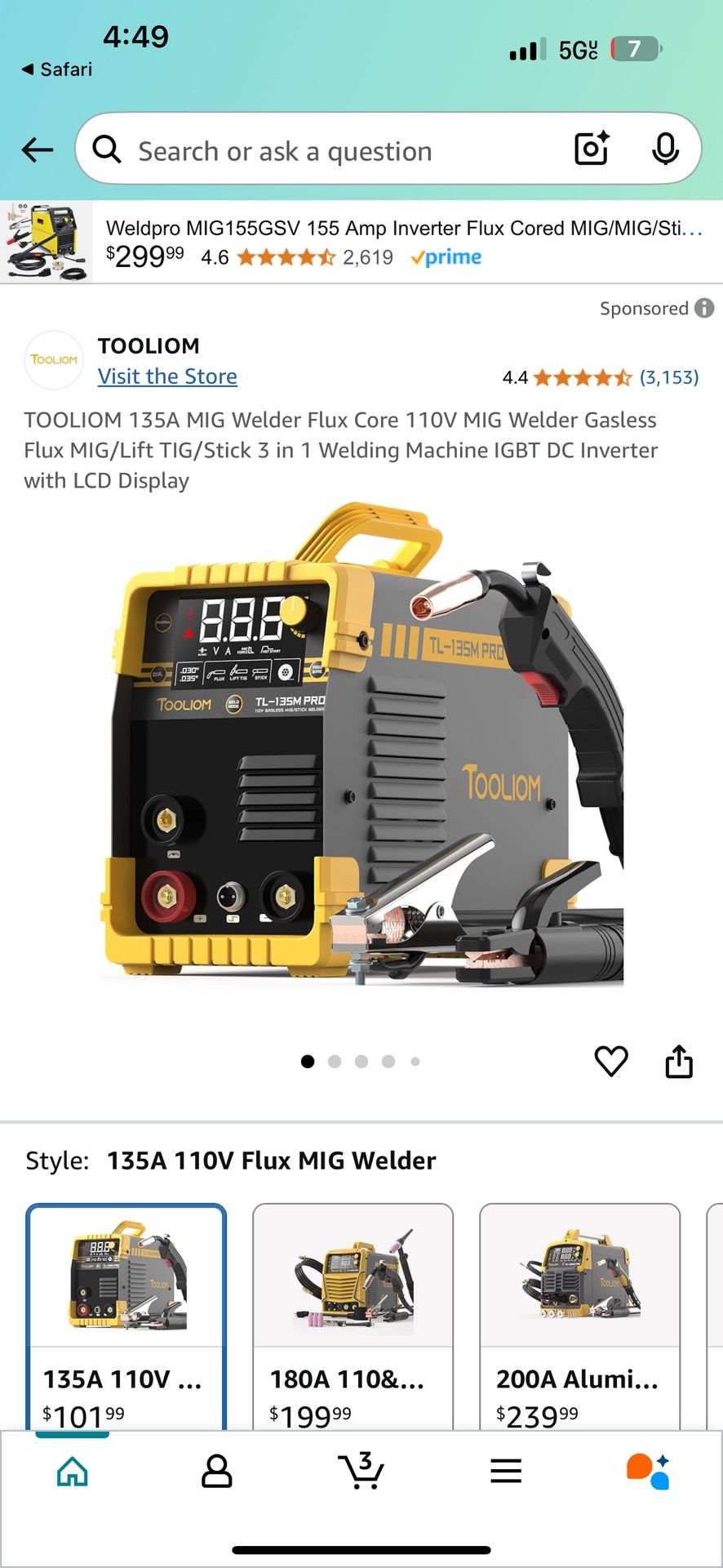 Tooliom TL-135M Pro  Welder 110V New.