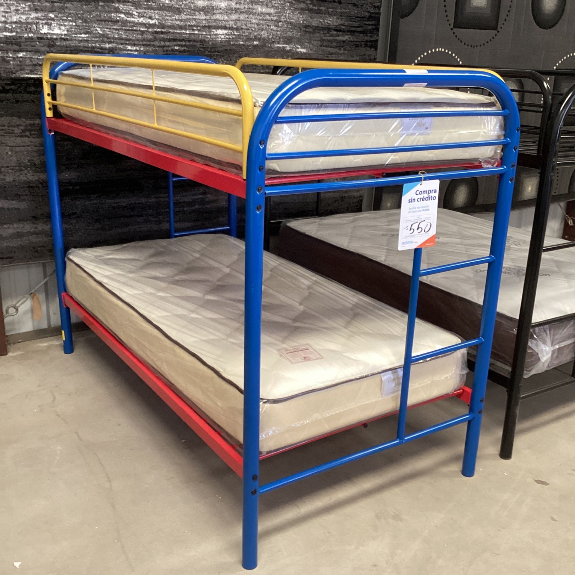 New Twin Twin Bunk Bed Metal Rainbow Color Free Delivery