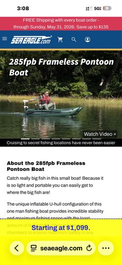 285 Frameless pontoon boat