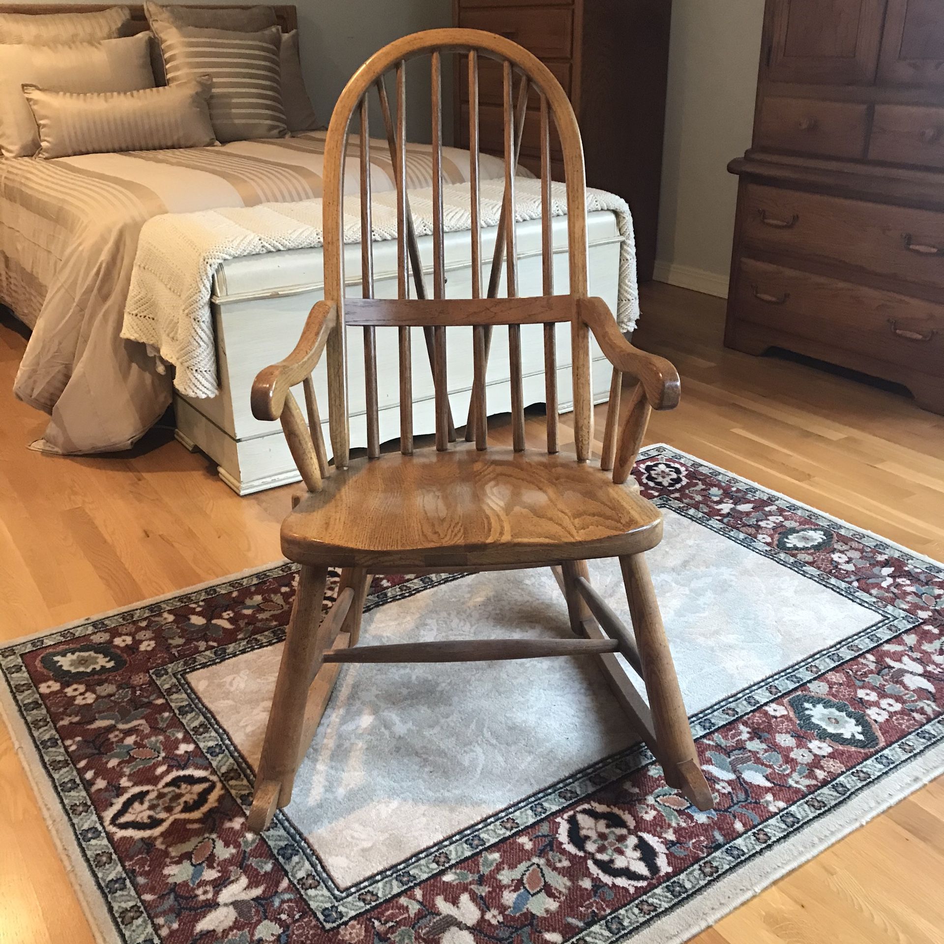 Solid Oak Vintage Rocking Chair