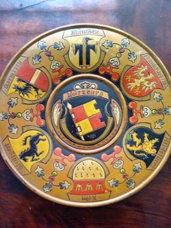 Vintage German carved wooden plate plaque