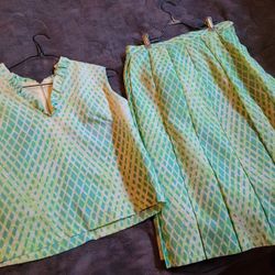 Vintage Sleeveless Top & Pleated Skirt.