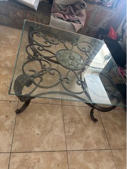 Glass Top Wrought Iron Coffee Table