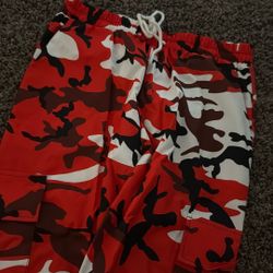 Red White And Black Camo Pants 