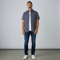 George Classic Fit Navy Short Sleeve Floral Shirt, Size 3XL, MSRP $18