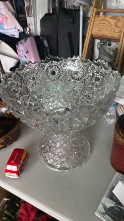 Large Crystal Cut Glass Pedestal Bowl An American Brilliant Cut Glass Punch Bowl On Stand, First Half 20th Century