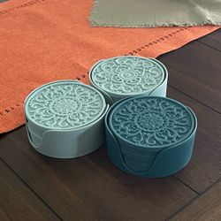 3 Silicone Coaster Sets: Teal and Turquoise