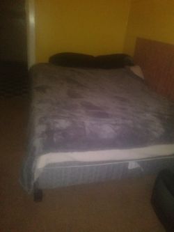 Queen size bed mattress box spring and reels $200 solid wood dressers $125 each