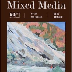Mixed Media Sketch Pad, 9 x 12 inches, 60 Sheets (98lb/160gsm) Heavyweight Drawing Papers, Top Spiral Bound Hardcover Sketchbook, for Wet and Dry Medi