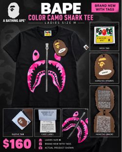 BAPE Color Camo Shark Tee Ladies Size M