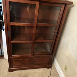 Bookcase With Glass Sliding Doors 