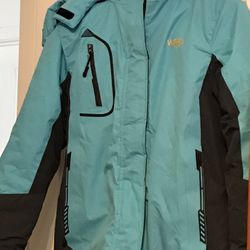 Wantdo Women’s Waterproof Ski Jacket Hooded Blue SMALL