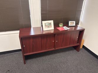 Mahogany Wood Credenza with Sliding Doors