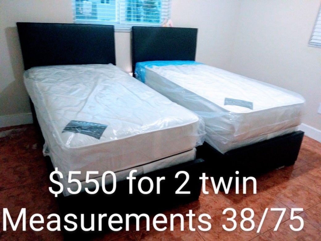 $550 For 2 Twin Bed With Mattress And Boxspring Brand New Free Delivery Free Assembly
