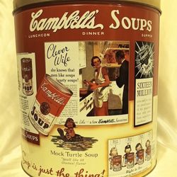 Vintage 1991 Campbell's Soups Advertisements Metal Tin 11"