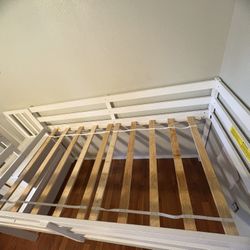 White Twin Loft Bed with Built-In Stairs & Storage