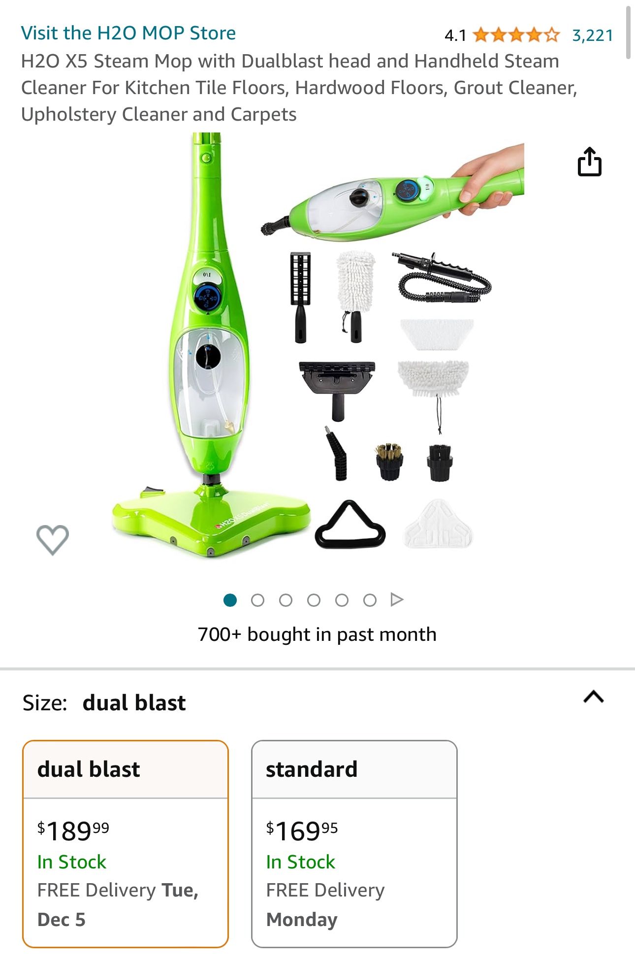H2O X5 Steam Mop with Dualblast head and Handheld Steam Cleaner