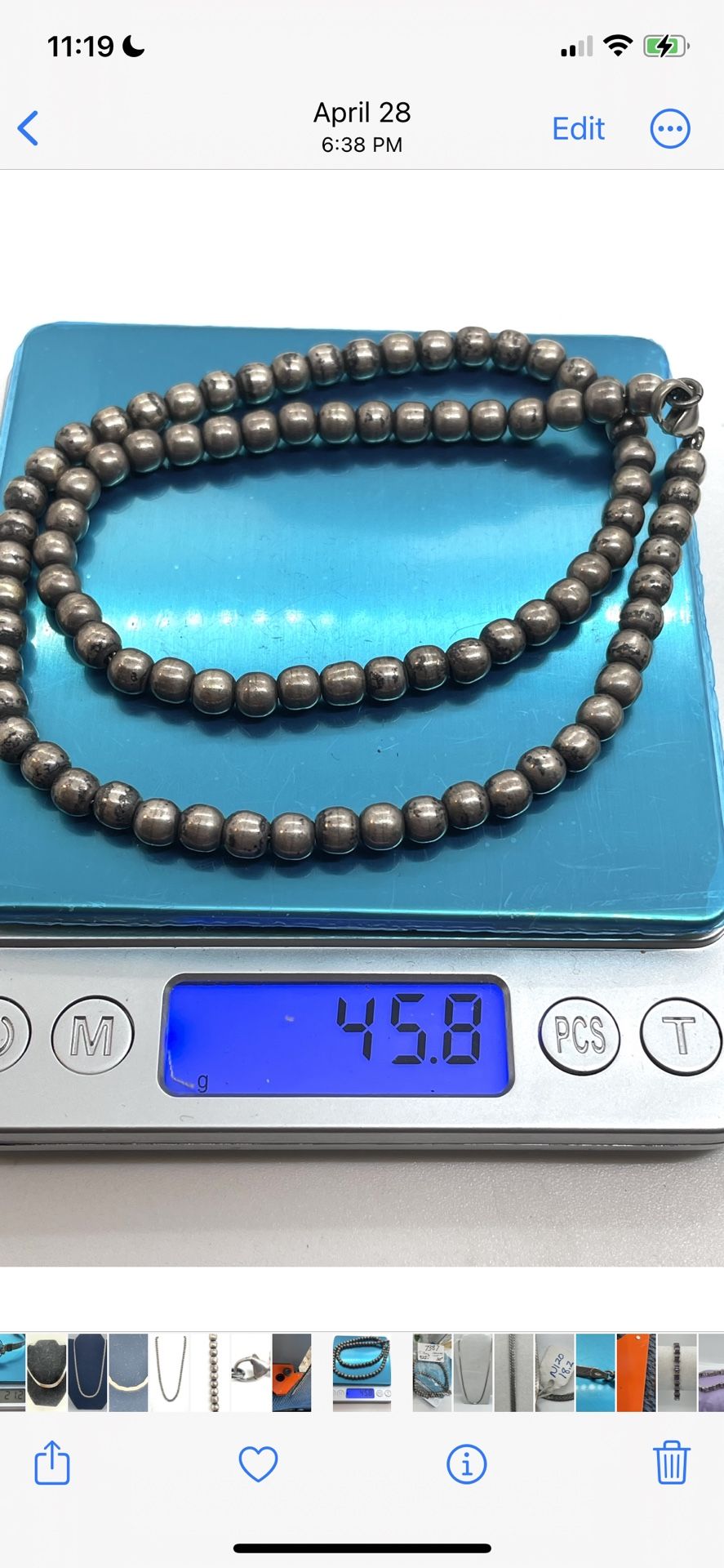 Vintage Sterling Ball Bead Necklace