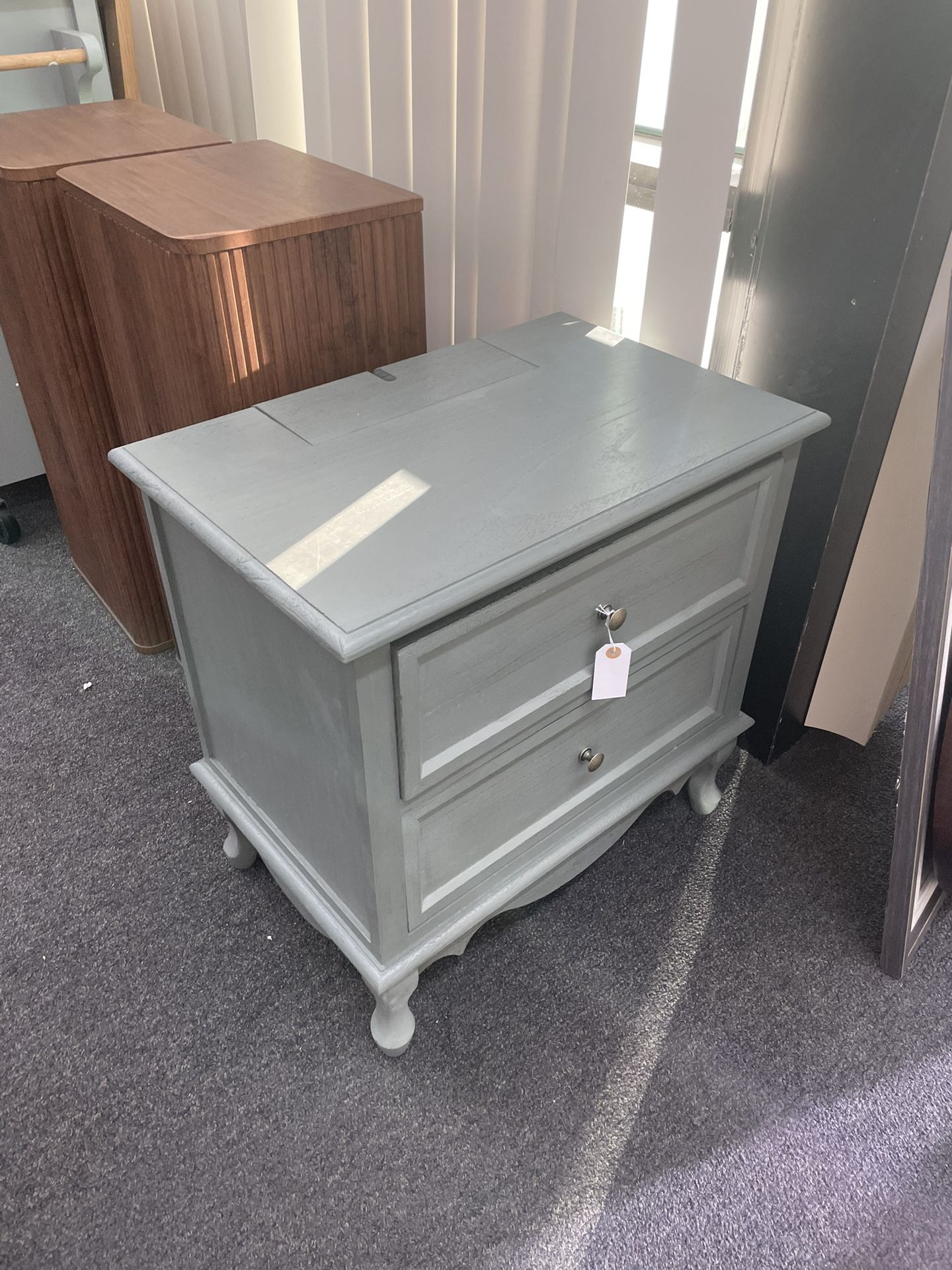 Assembled New 24"Wx16"Dx24"H Tall 2 - Drawer Blue Nightstand