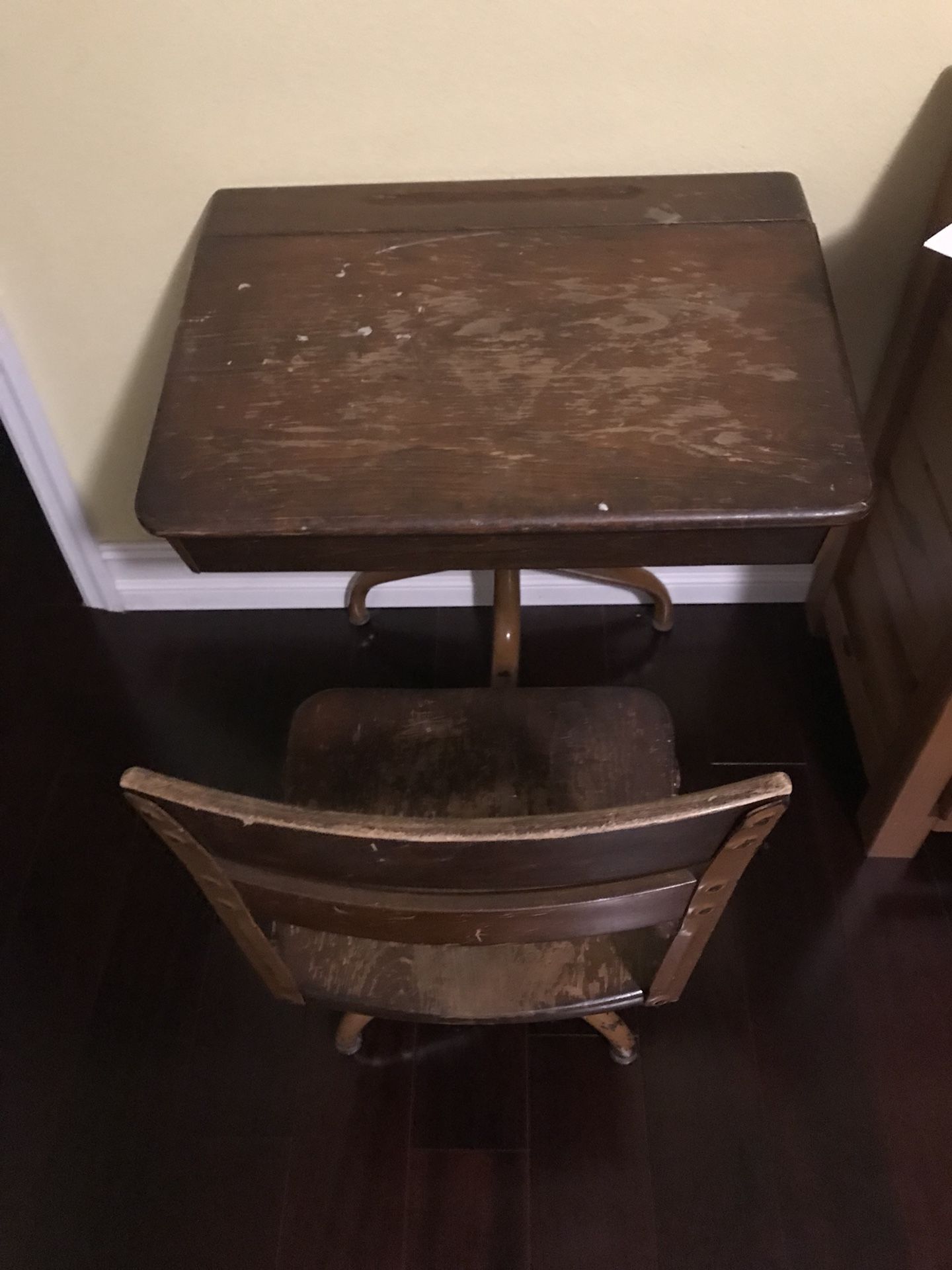 Antique Cast Iron School Desk