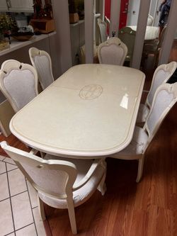 French style dining set extendable table and 6 chairs