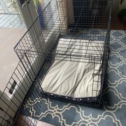 Foldable, Large Metal Dog Crate With Mattress.