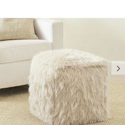 Pottery Barn luxe Faux Fur Pouf Ottoman