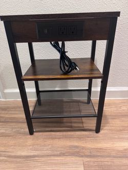 3-Tier End Table with Built-In Power Outlets