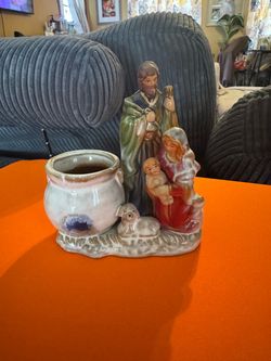 Ceramic Nativity Scene Planter Figurine