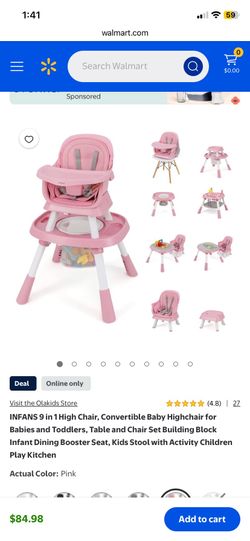 INFANS 9 in 1 High Chair, Convertible Baby Highchair for Babies and Toddlers, Table and Chair Set Building Block Infant Dining Booster Seat, Kids Stoo