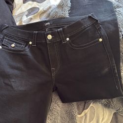 Black True Religion Jeans White Stiching