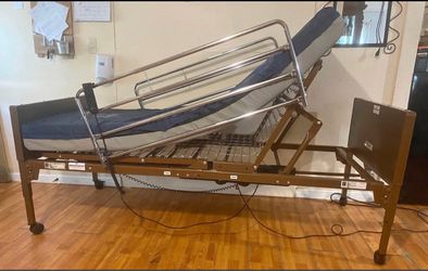 Electric Hospital Bed with Side Rails and Mattress