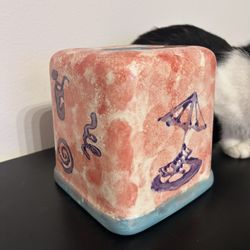 Vintage Ceramic Pink Kleenex Holder 