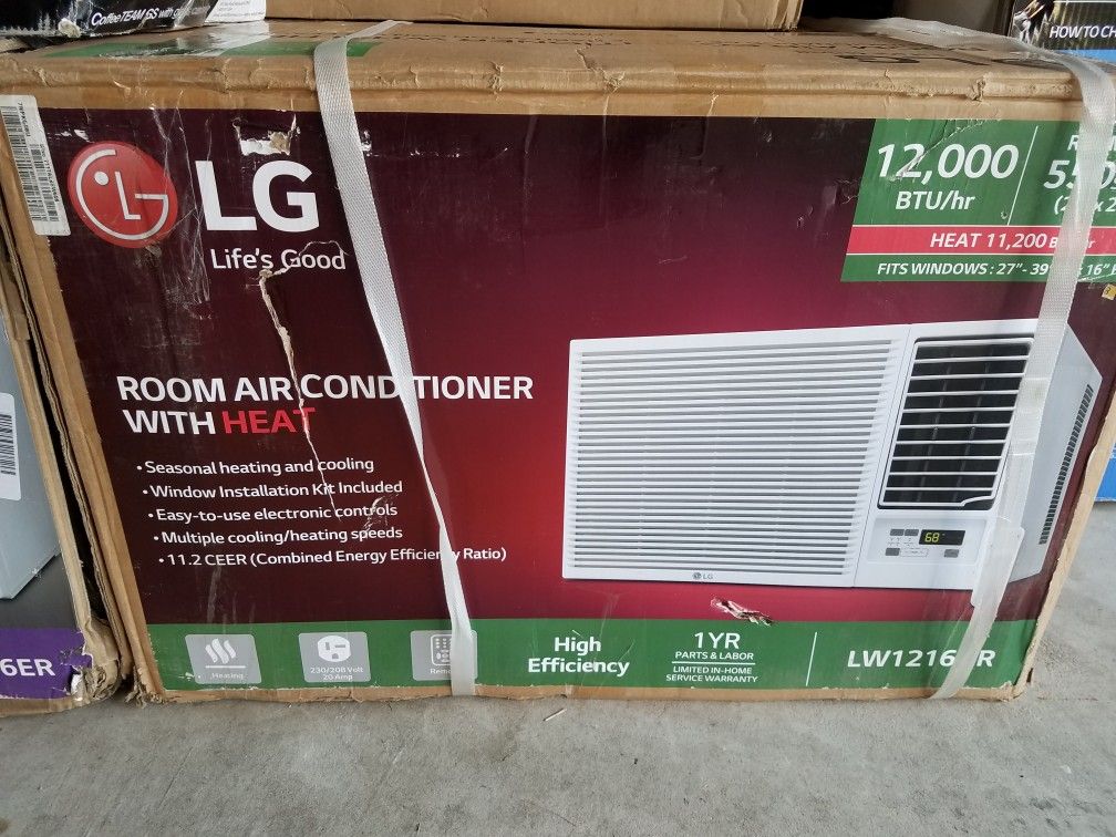 LG LW1216HR 12,000 BTU 230V Window-Mounted Air Conditioner with 11,200 BTU Supplemental Heat Function