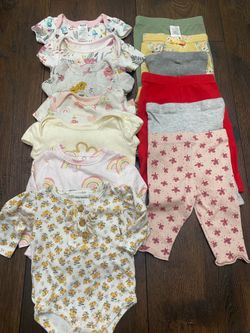 Lot of 13 girls shirts and pants size 0/3 months by carters #13