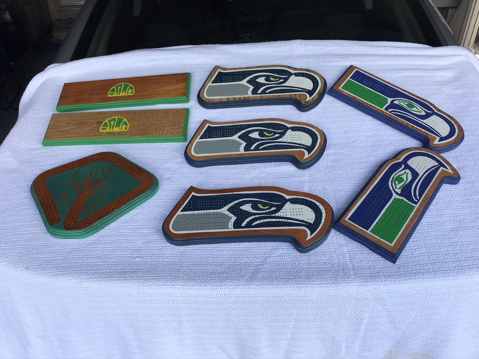 Seahawks Cribbage boards