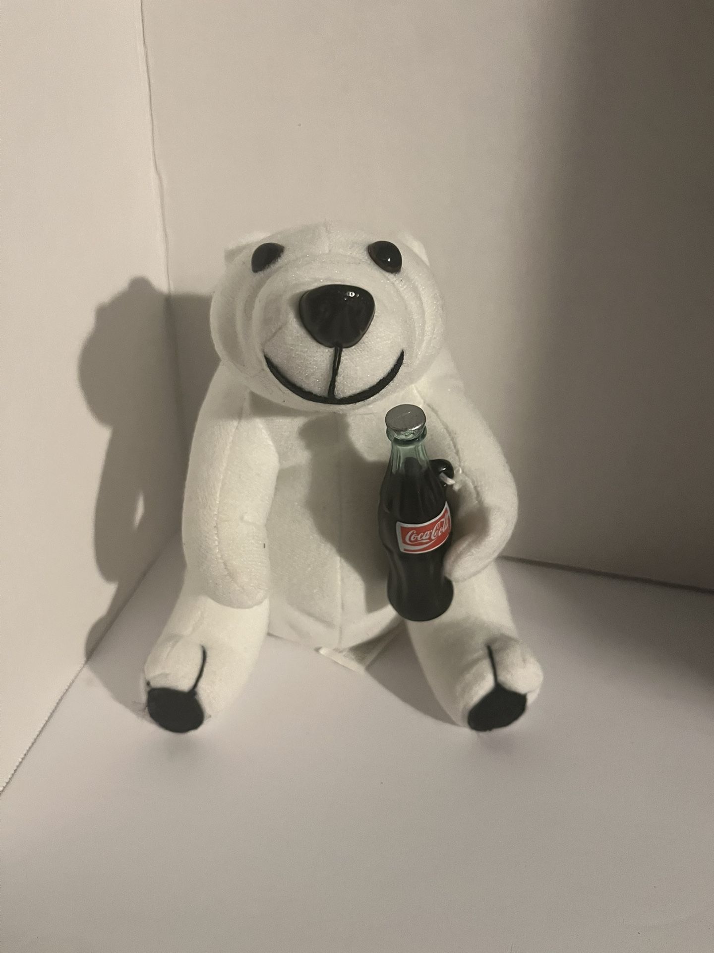 Coca Cola Plush Collection White Plush 7" Polar Bear Holding Coke Bottle 1993 VG